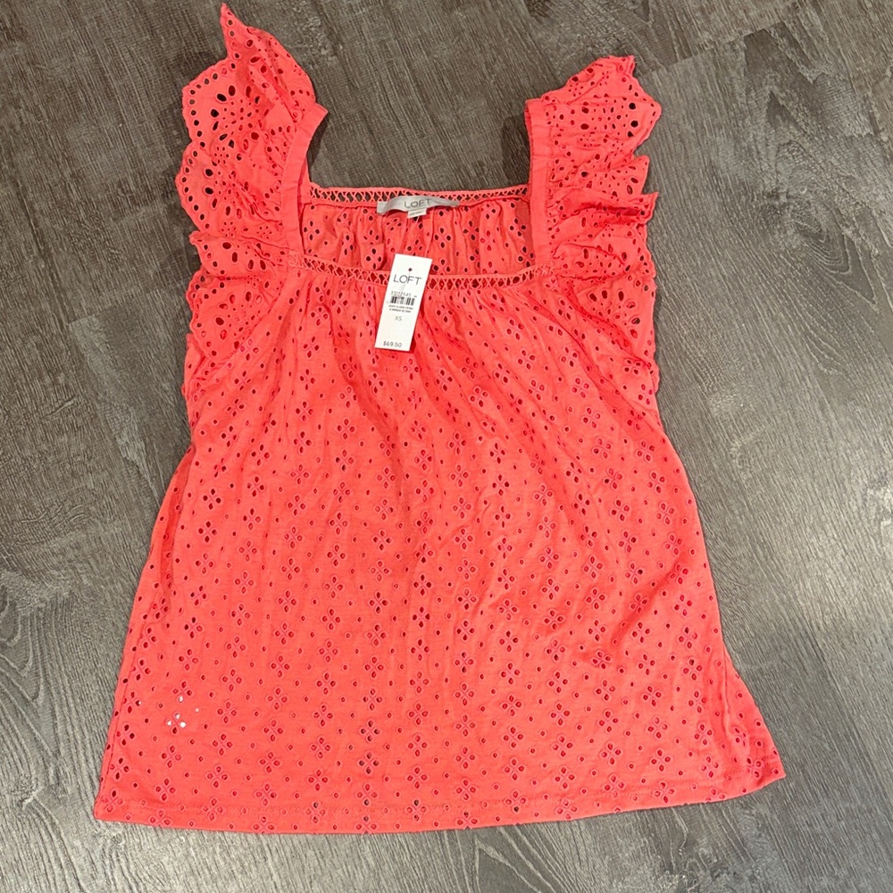 Coral eyelet top